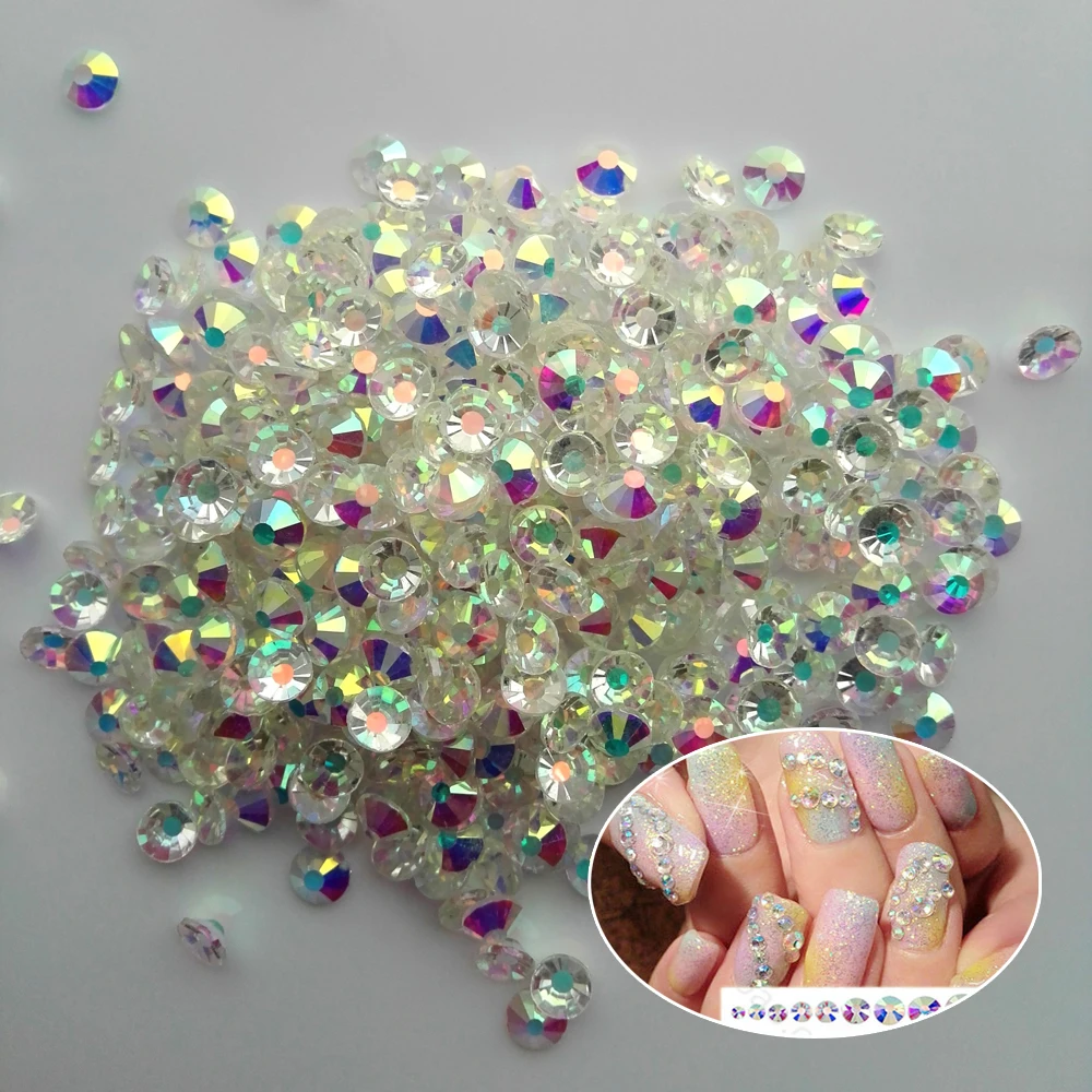 YANRUO New unfoiled AB Crystal Glass Strass Rhinestones Flat Back Non Hot Fix Nail Art Rhinestones Decoration Nails Diy Stones