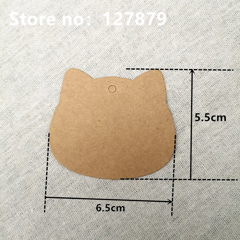 100pcs 5.5x6.5cm Cat  Kraft Paper Tag Hand Made Gift Paper Cards DIY Price Label for Wedding Birthday Party Sewing Garment Tags