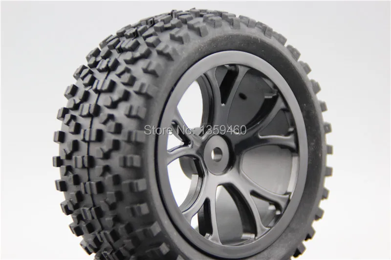 Pre-Glued 4pcs 1/10 Buggy Tires Tyre Walking  Y spoke 15% Reinforced Nylon Black Wheel Rim fits for 1:10 4WD Buggy Car 1/10 Tire