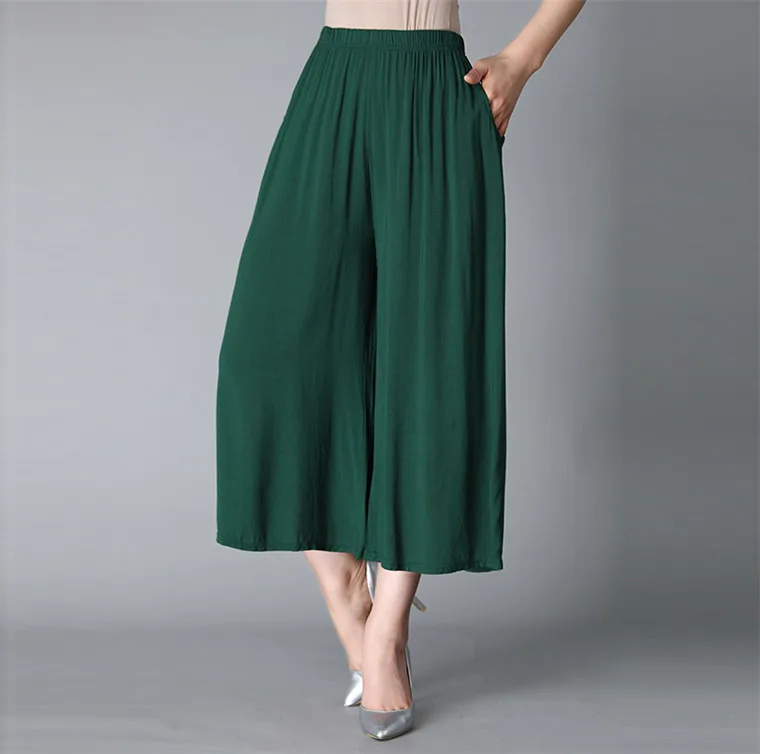 

Top quality women Summer Casual thin Pants Cotton Linen Trousers Elastic Waist wide leg Pant candy color