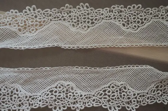 10 yards Vintage Cotton Guipure Trim Lace Border Cotton Lace Trim With Scalloped Motif