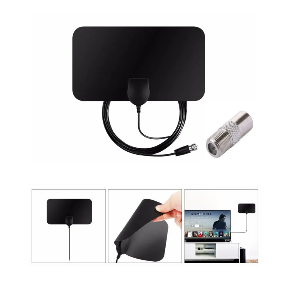 1PC HDTV Antenna DVB-T2 Flat Aerial 5DBI 174-240/470-862MHz  F Female Connector NEW Wholesale Price