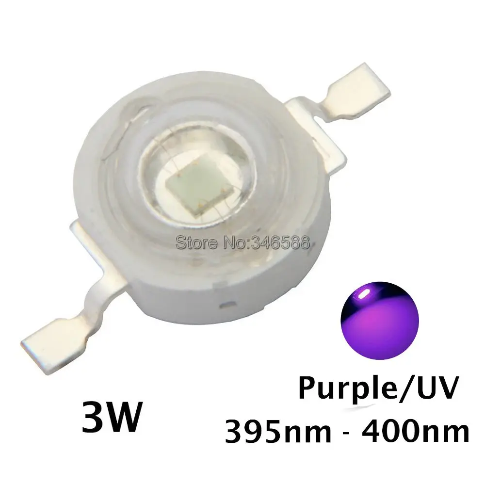 

5pcs 3W UV/Ultra Violet High Power LED Emitter Diode without base,365nm-370nm,380nm-385nm,395nm-400nm,420nm-425nm