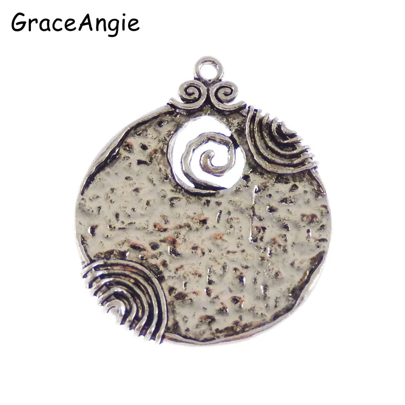 2PCS Antique Charm Ancient Tone Round Shaped Alloy Pendants Crafts 52*44mm Jewelry Accessory DIY Findings Charms PendantColor