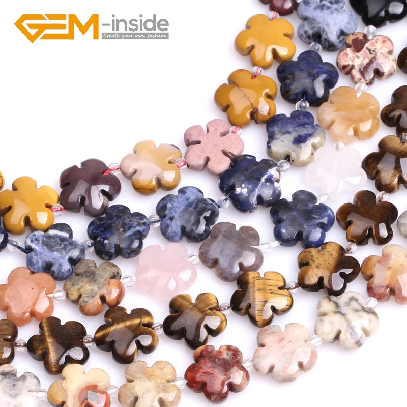 Flower Shape New 15mm Assorted Material Natural Loose Beads For Jewelry Making Beads DIY 15\