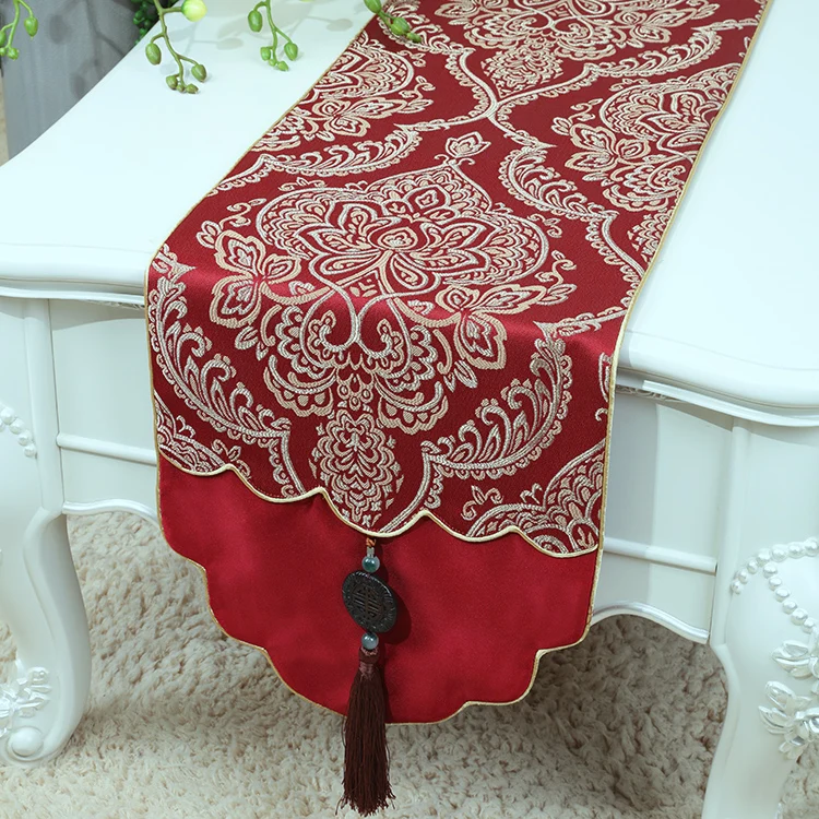 Latest Jade Jacquard High End Table Runner Rustic Fashion Simple Dining Table Protective Mats Home Decor Coffee Table Cloth