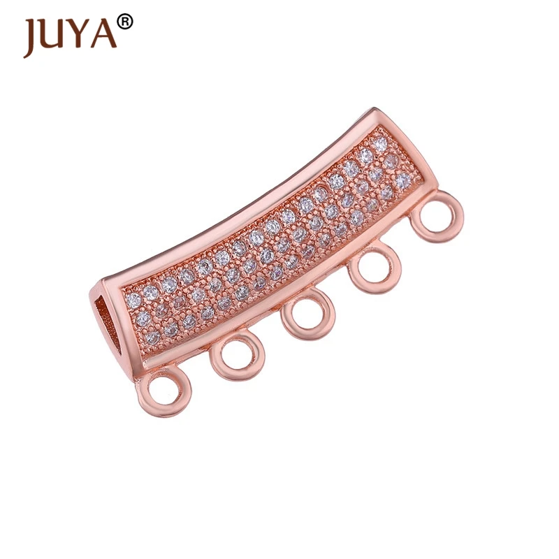 jewelry making supplies Micro Pave 3A Zircon Crystal Copper curved tube beads charms connectors For Jewellery Making accessory