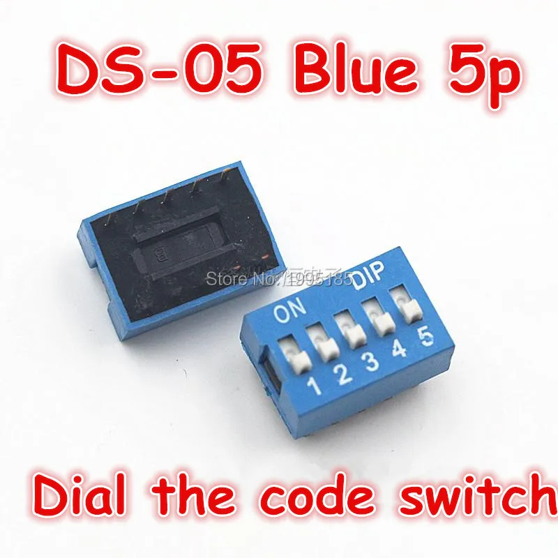 

100Pcs/Lot DS-05 2.54MM 5P DIP Dial The Code Switch/Toggle Switch/Coding Switch 5P Blue Dial The Code Switch