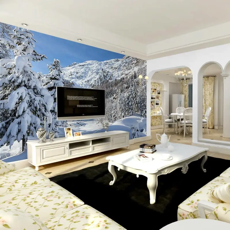 beibehang snow scenery hd nature landscape photo print papier papel de parede 3d wallpaper for living room bedroom wall decal