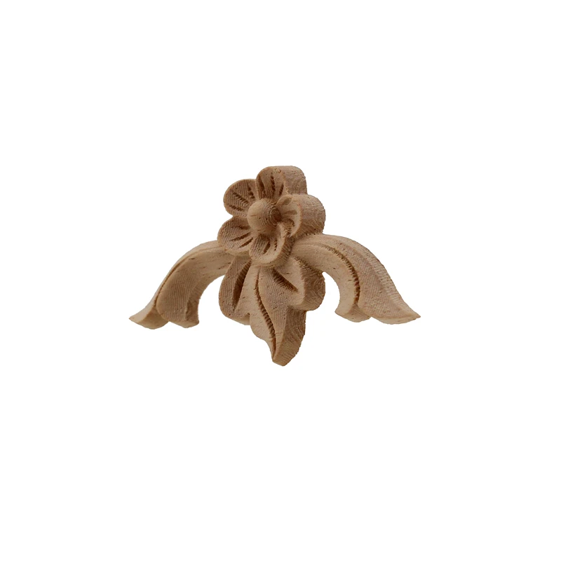 VZLX Vintage Floral Wood Carved Corner Applique Wooden Carving Decal For Furniture Cabinet Door Frame Wall Home Decor Crafts