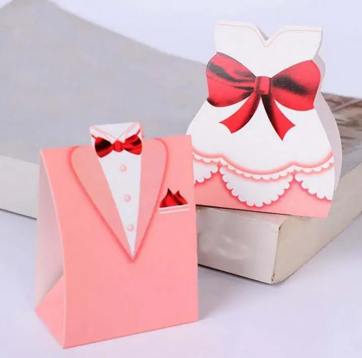 

4000pcs/lot Free Shipping Bigger Size Pink Bride and Groom candy chocolate box For Wedding party Favor gift 8x4.3x11 cm