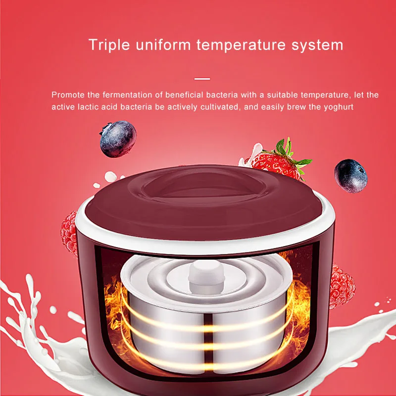 Yogurt Maker 1L Automatic Yogurt Machine Household DIY Yogurt Tools Rice Wine Natto Maker Stainless steel Liner 220V