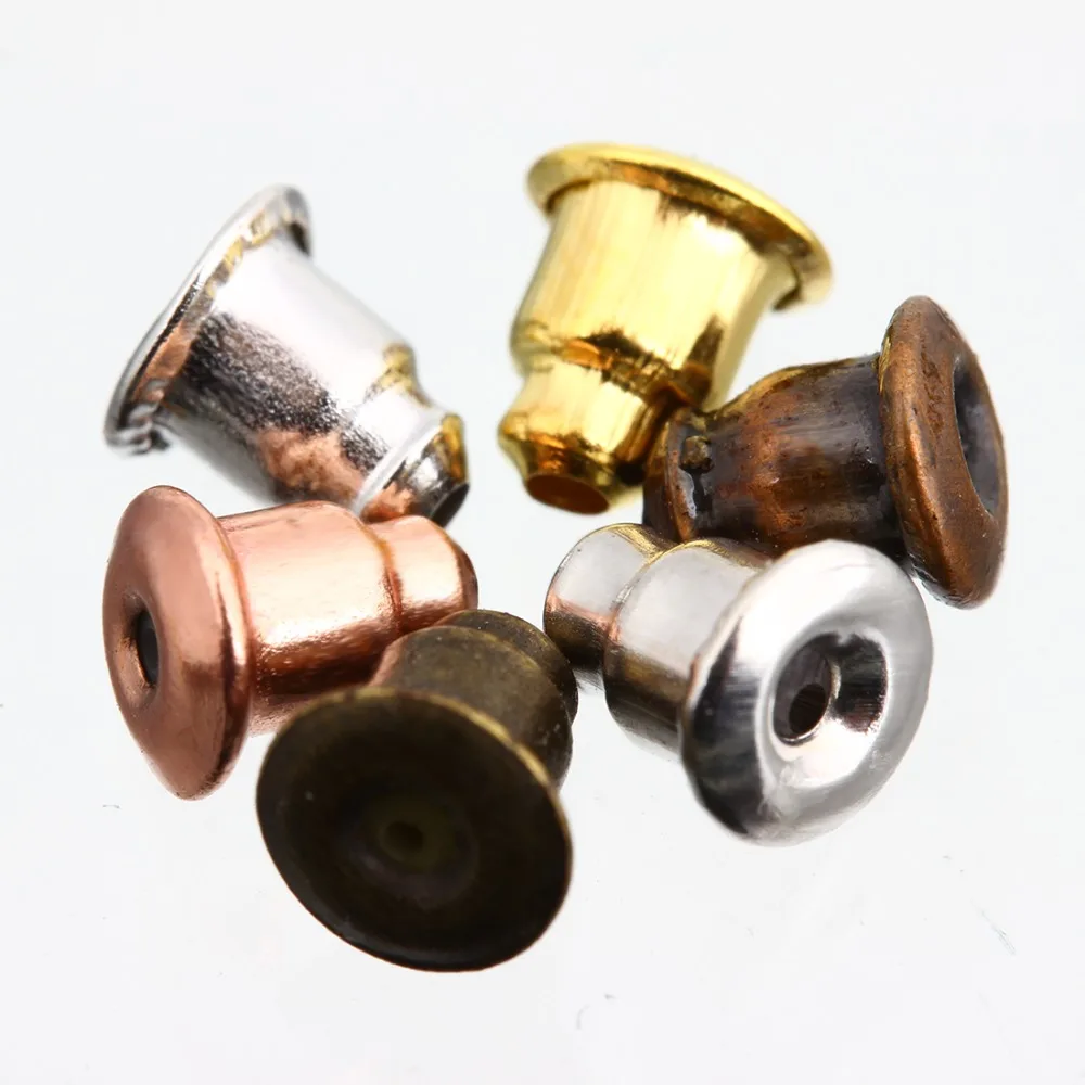 200pcs Gold/Rhodium/Silver/Antique Color Bronze Metal Barrel Nut Earring Stoppers Bullet Earring Backs for DIY Earring Jewelry