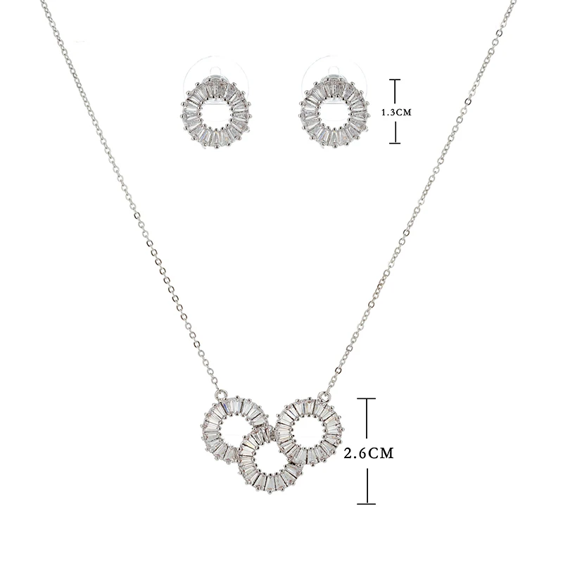 Hadiyana Trendy Fashion Round Bride Goddess AAA Zircon Set Hot Sale Shiny Sets For Women Necklace Earrings Jewelry Party TZ8111