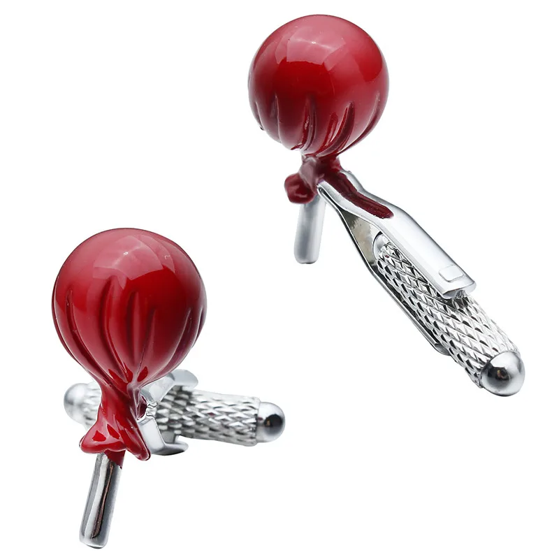 Funny Red Lollipop Shape Cufflinks for Men Kids Children Gift Shirt Cufflinks