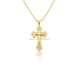Gold Cross Pendant For Men Women Gold Color Pendant Necklace African Christian Catholic Jewelry For Unisex