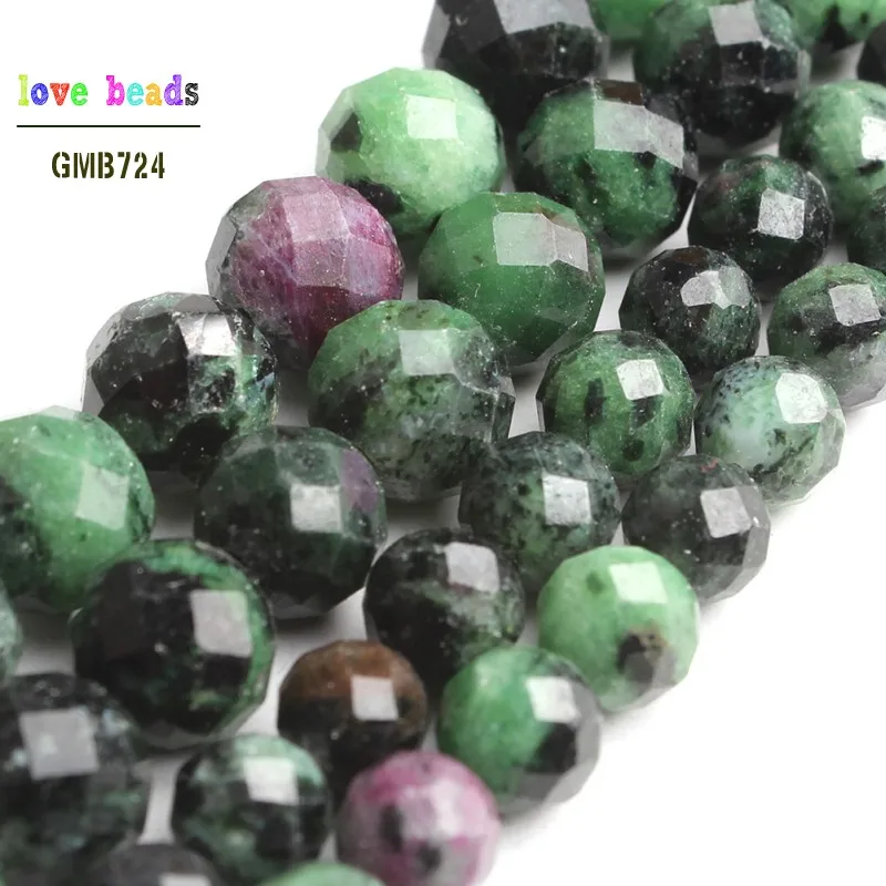 

AAA Natural Faceted Rubys Epidote Stone Round Beads for Jewelry Making Diy Bracelet Necklace 7.5'' strand 6mm 8mm