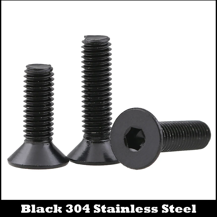 

M3 M3*8 M3x8 M3*10 M3x10 M3*12 M3x12 Black 304 Stainless Steel DIN7991 Bolt Hex Hexagon Socket Flat CSK Countersunk Head Screw