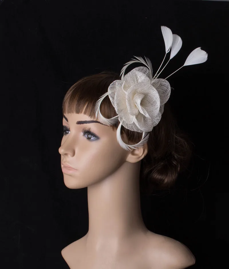 

Bride Marry Fascinator Hats Hair Clips White Or More Color Wedding Headwear For Elegant Women Party Hair Accessories MYQ094