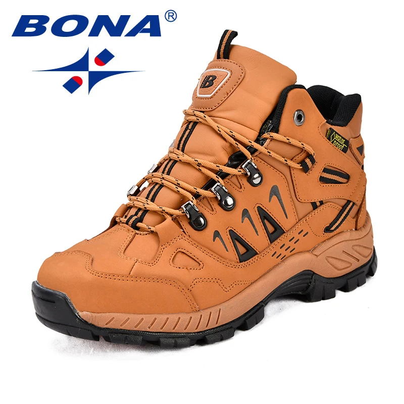 BONA New Classics Style Men Hiking Shoes Action Leather Men Athletic Shoes Lace Up Outdoor Men Jogging Sneakers