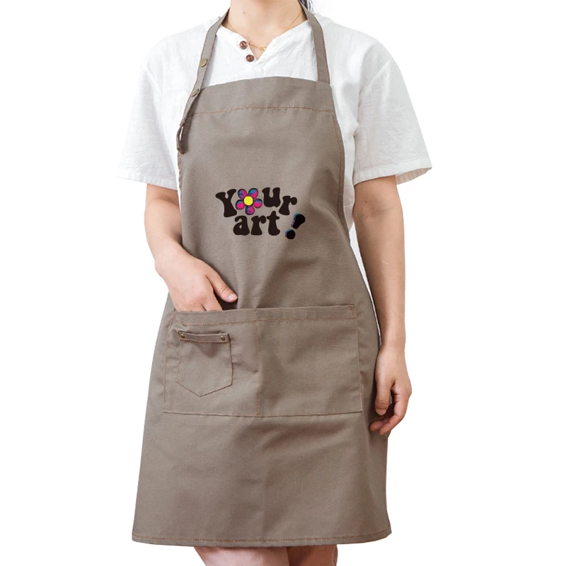 Couple Apron Cotton Men And Women Milk Tea Shop Supermarket Painting Kindergarten Work Clothes Florist Smock Logo Print