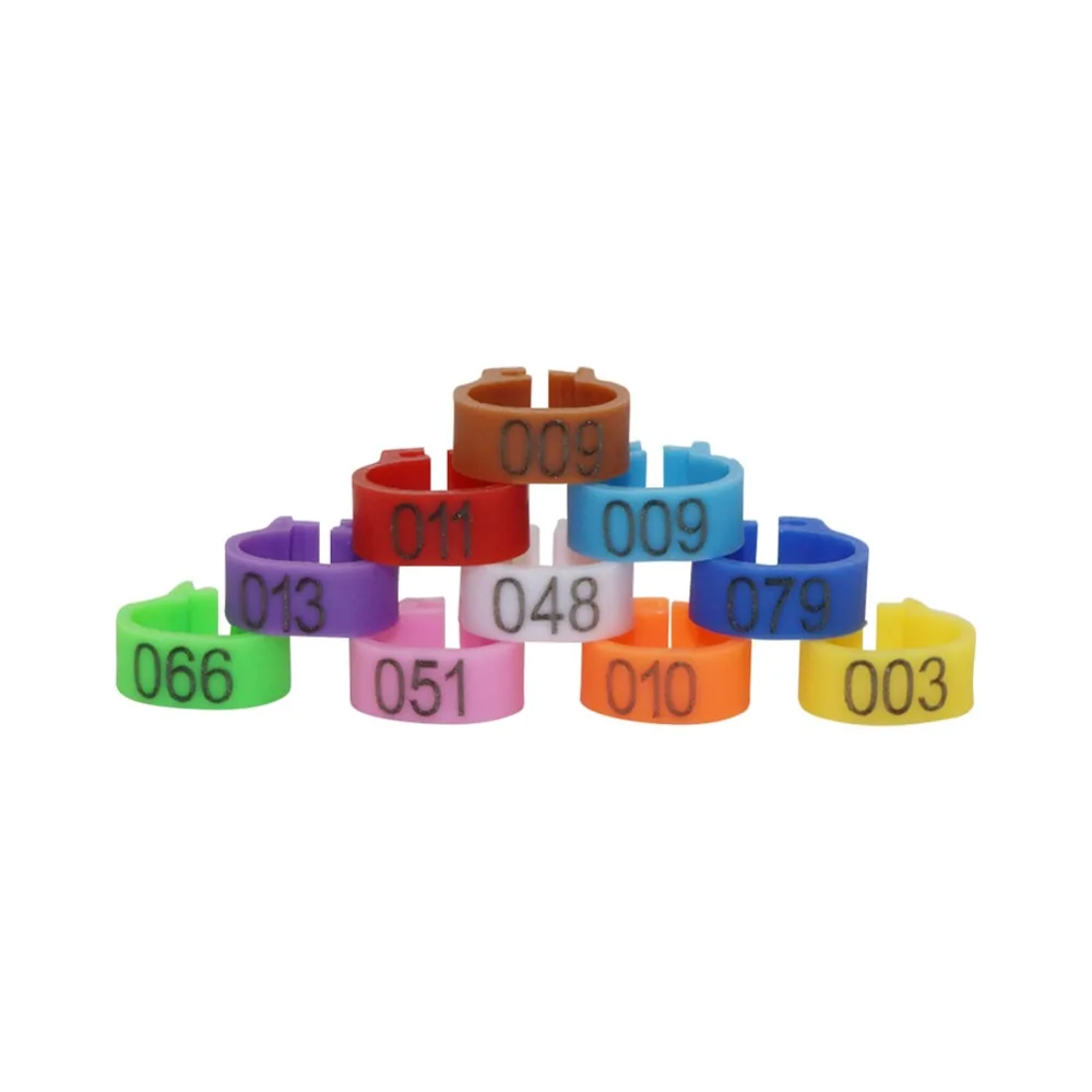 

1000 Pcs Bird Pigeon Foot Ring 10 Colors No.001~100 Inner Diameter 8mm Light Weight Freedom Of Action Poultry Ring Bird Carry