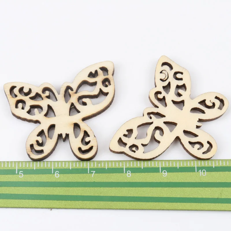 Natual Butterfly Pattern Wooden Scrapbooking Art Collection Craft for Handmade Accessory Sewing Home Decoration 30mm 20pcs MZ168