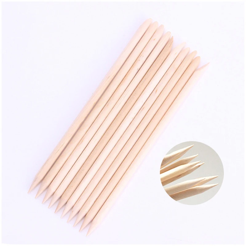 

New 30/50pcs/lot Orange Wooden Nail Art Stick Double End Dead Skin Fork Cuticle Pusher Remover Pedicure Manicure Tools