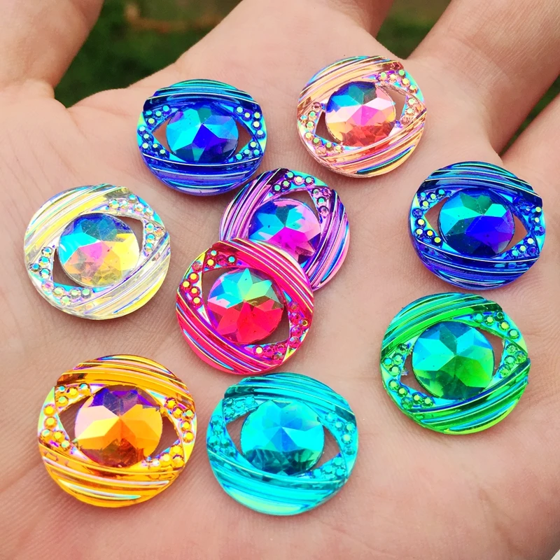 Colore misto 10 pcs Rotondo Lucido Rhinestone della Parte Posteriore Piana Cabochon di Arte Della Decorazione del Rifornimento di Fascino FAI DA TE