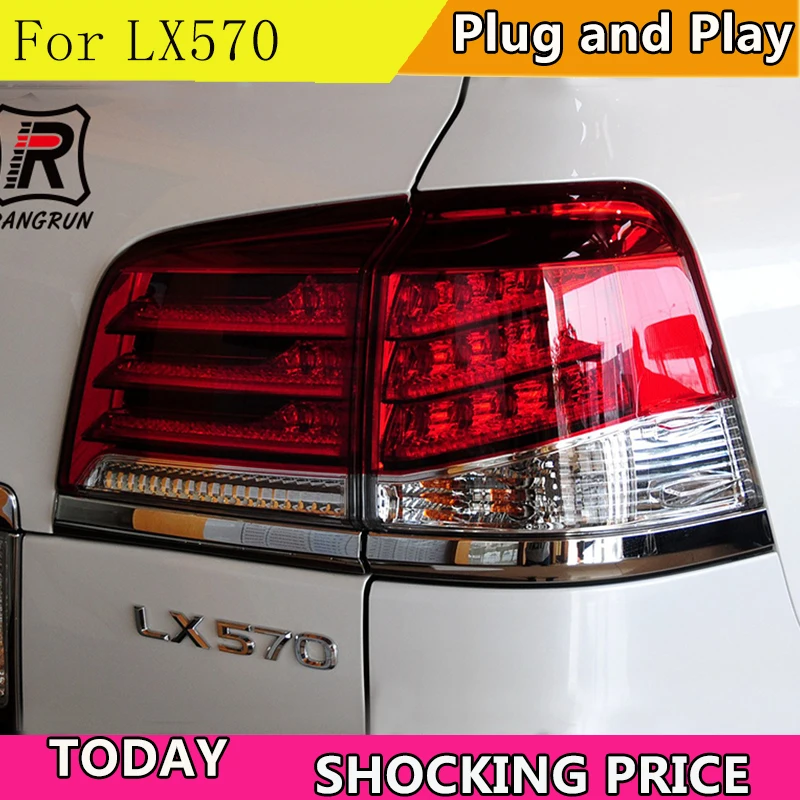 doxa Car Styling For Lexus LX570 2012-2014 Taillights LED Tail Light Rear Lamp DRL+Brake+Reversing+Yellow Turning tailligh