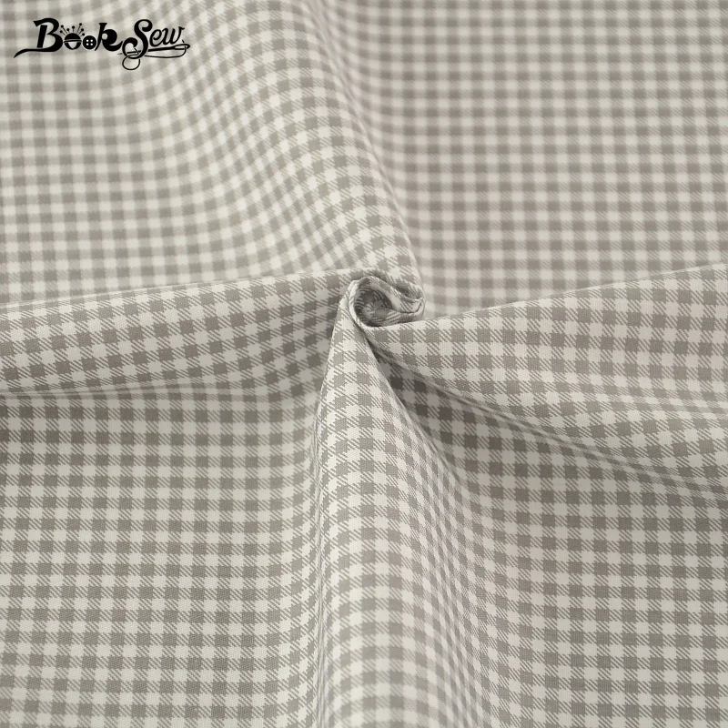 100% di Cotone Tessuto di Booksew Grigio Assegni in Bianco e Disegni Twill Trimestre Grasso Tessili Per La Casa Materiale Letto Copriletto per il