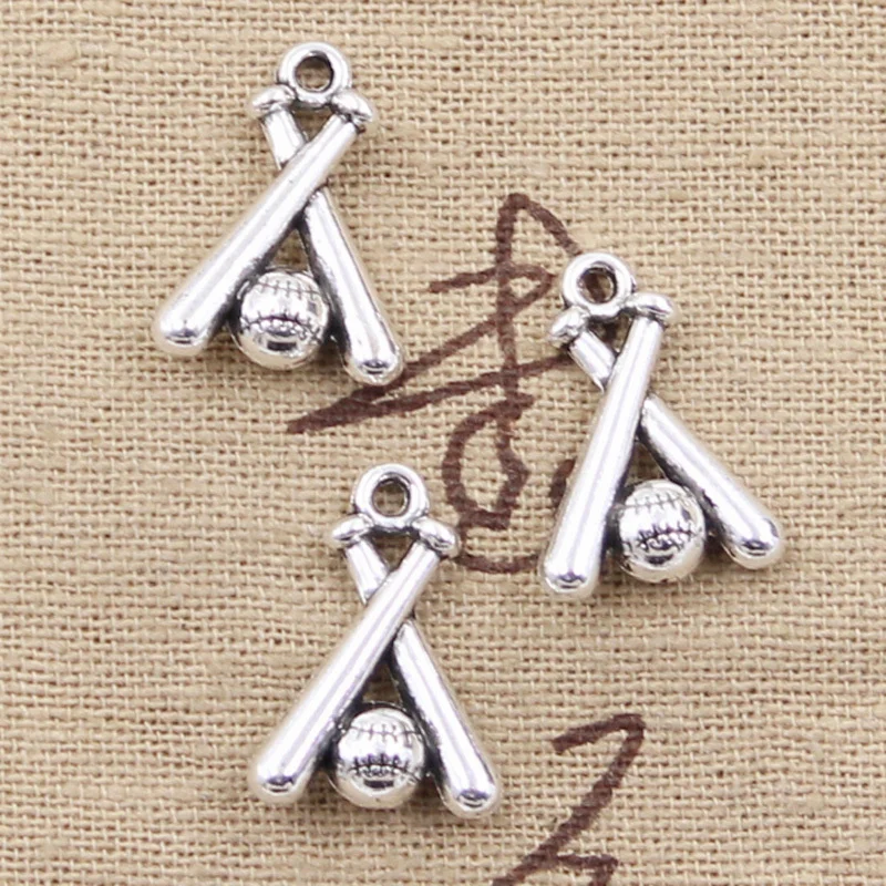 15pcs Charms Baseball Bat 19x13mm Antique Bronze Silver Color Pendants Making DIY Handmade Tibetan Bronze Silver Color Jewelry