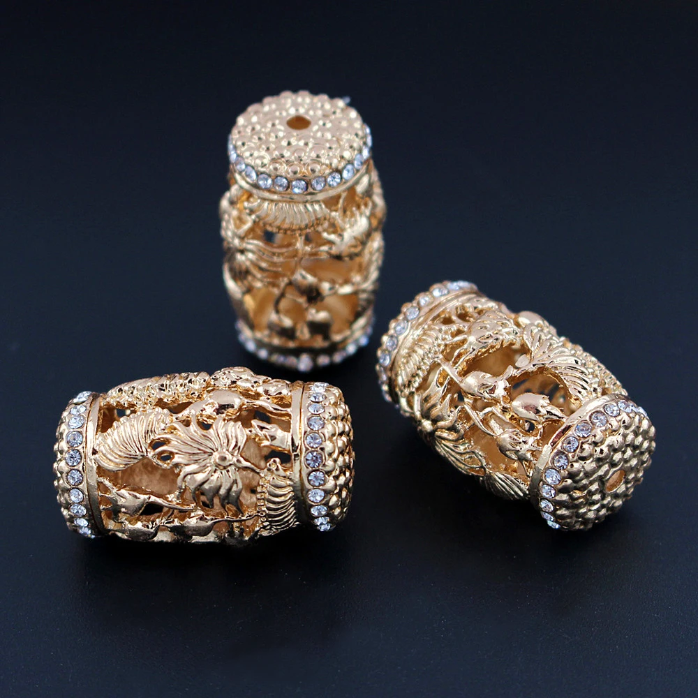 10pcs African Spacer Beads Hollow Connectors Crystal CZ Paved DIY Findings for Ghana Ashanti Akan Men Women Wedding Necklace Set