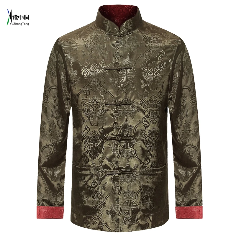 

Male Double-Face Long Sleeve Shirt Traditional Chinese Clothing Tang Suit Coat Reversible Kung Fu Jacket for Men YZT0813