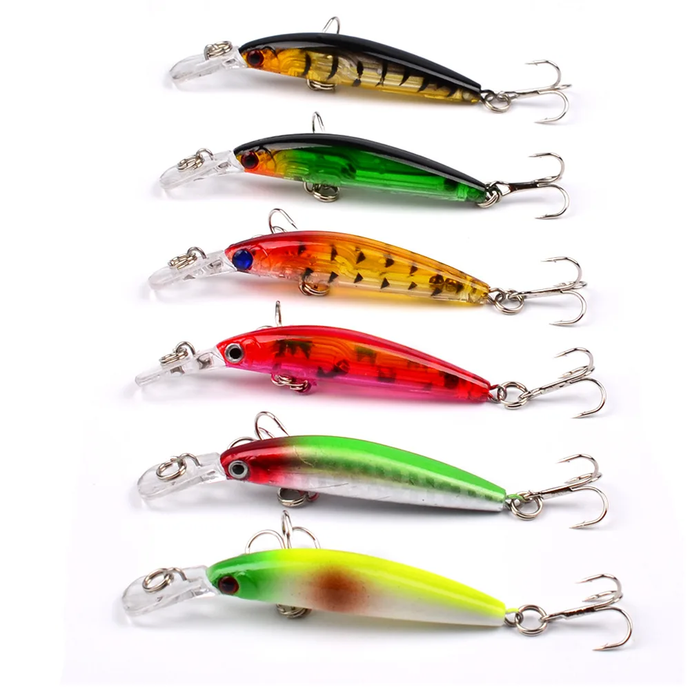 HiUmi 1PC Colorful Artificial Fishing Lures Hard Minnow Swim Bait Sinking LuresTreble Hooks Tackle 7cm 3.9g