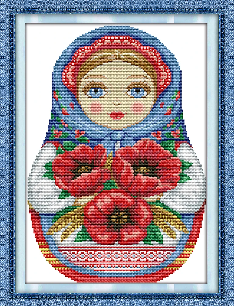 Russian doll (9) cross stitch kit DIY hand embroidery set craft handmade needlework  cross-stitching DMC color Dreamfounder