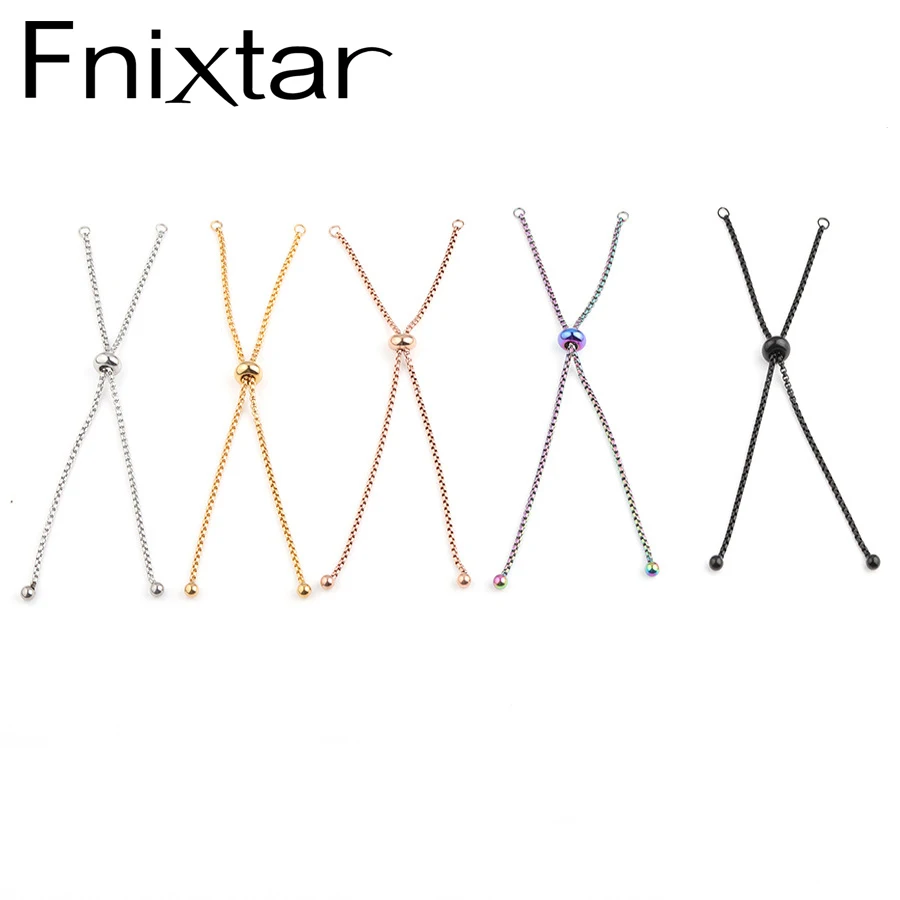 Fnixtar 12Pcs/Banyak 1.8Mm Adjustable Stainless Steel Kotak Rantai Slider Rantai Extender untuk DIY Perhiasan Maiking Kalung Gelang