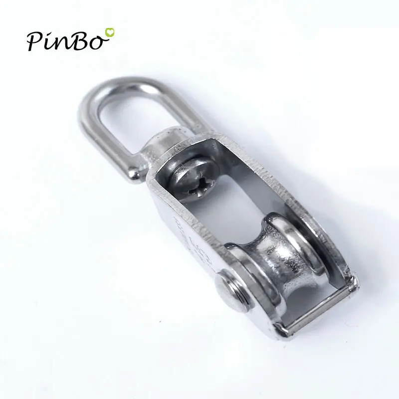 1pcs M15 Stainless Steel 304 Single Pulley Block Chain Traction Wheel Swivel Lifting Rope without bearing