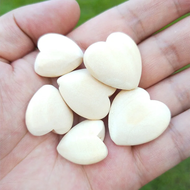 10Pcs Heart-shaped Wood Bead Straight hole Natural Wood Color Eco-Friendly Wooden Beads DIY Jewelry Making handmade