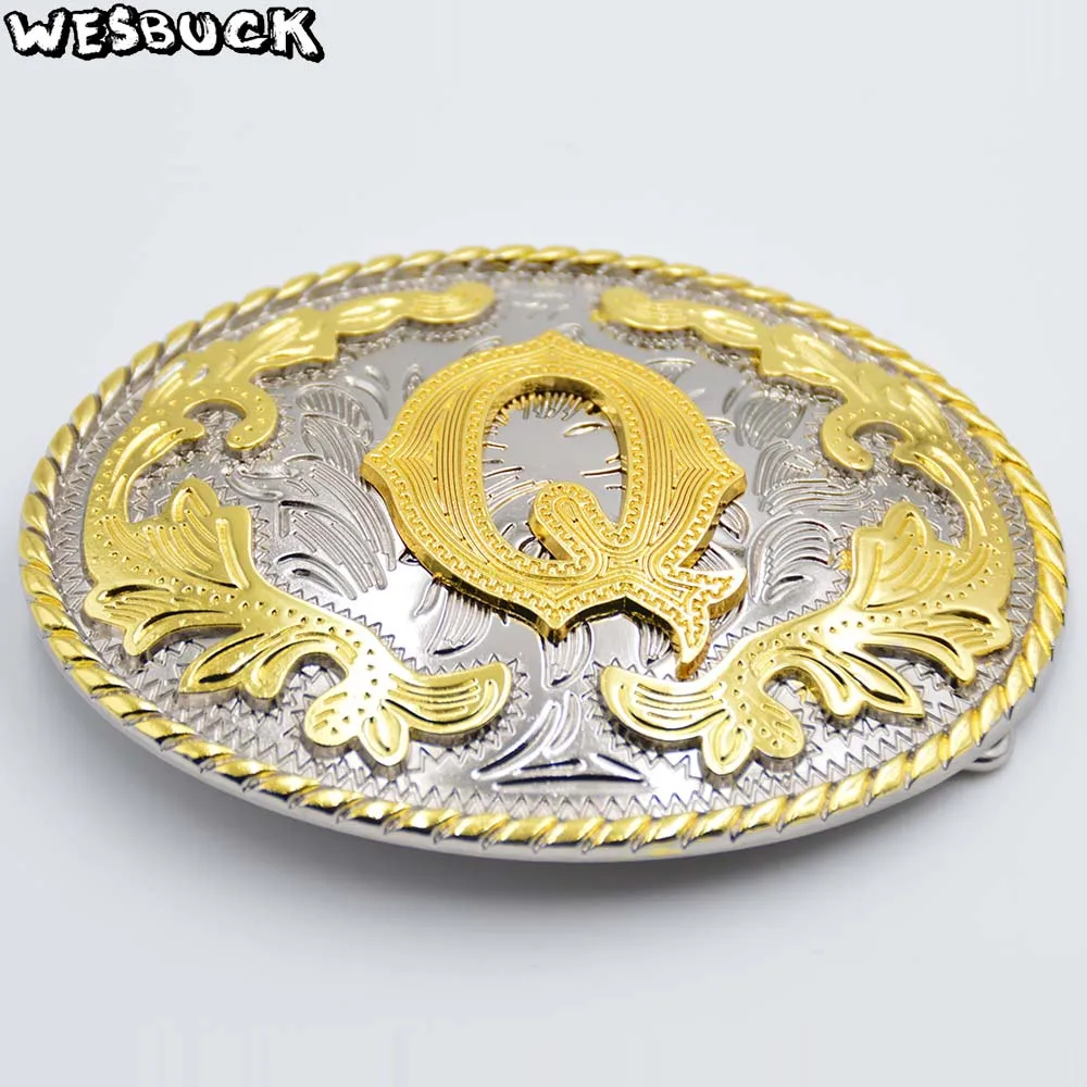 

WesBuck брендовая кружевная Золотая Буква Q ковбойская пряжка для ремня с металлической модной мужской ремень из искусственной кожи Ceinture