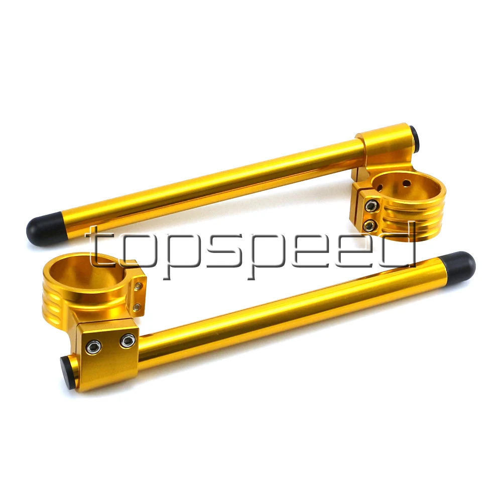 48MM Gold Motorcycle CNC High Lift Adjustable Clip Ons On Handle Bar Handlebar