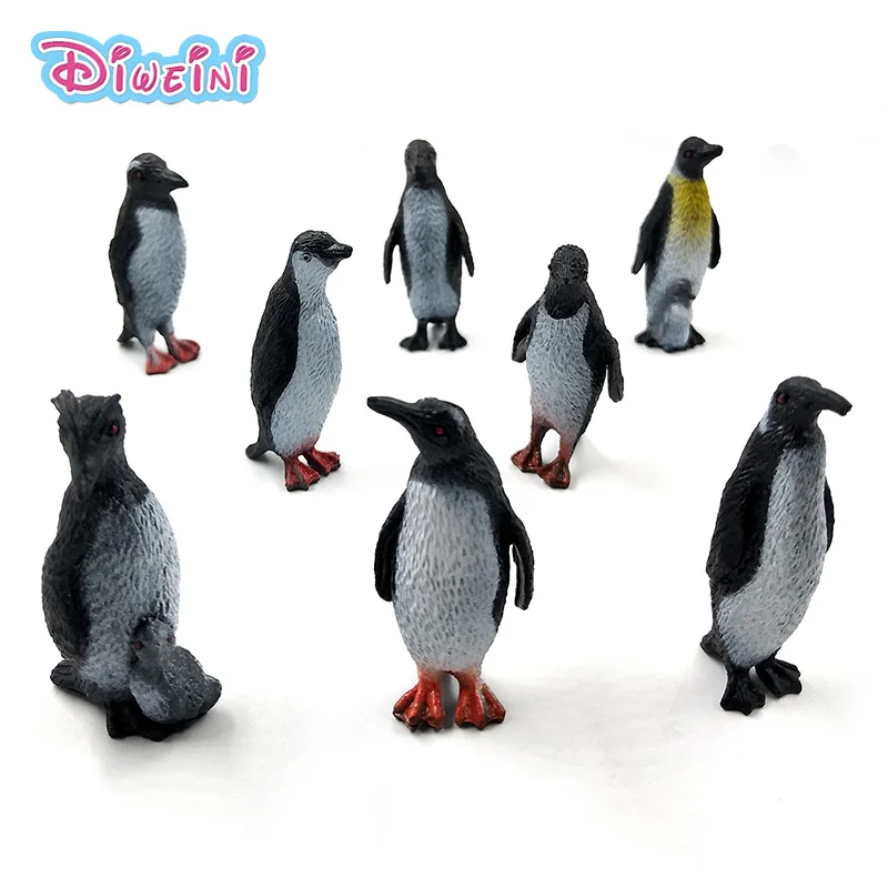 8Pcs/Set Simulation cute penguin sea animal model plastic doll pvc action figure DIY Decoration hot set toys for children gift