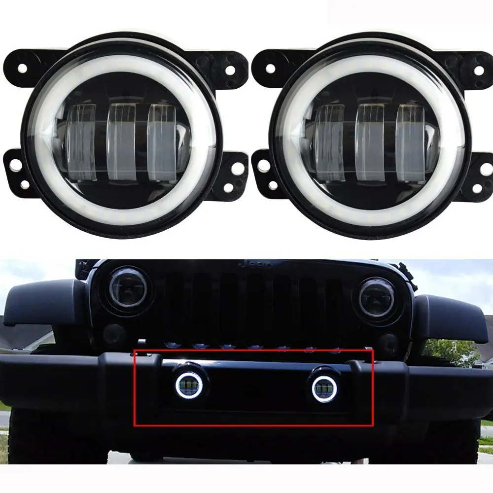 

1 Pair 4 inch 30W LED Fog Lights White DRL Angel Eyes for Jeep Wrangler JK for Dodge Magnum Journey for Chrysler 300 PT Cruiser