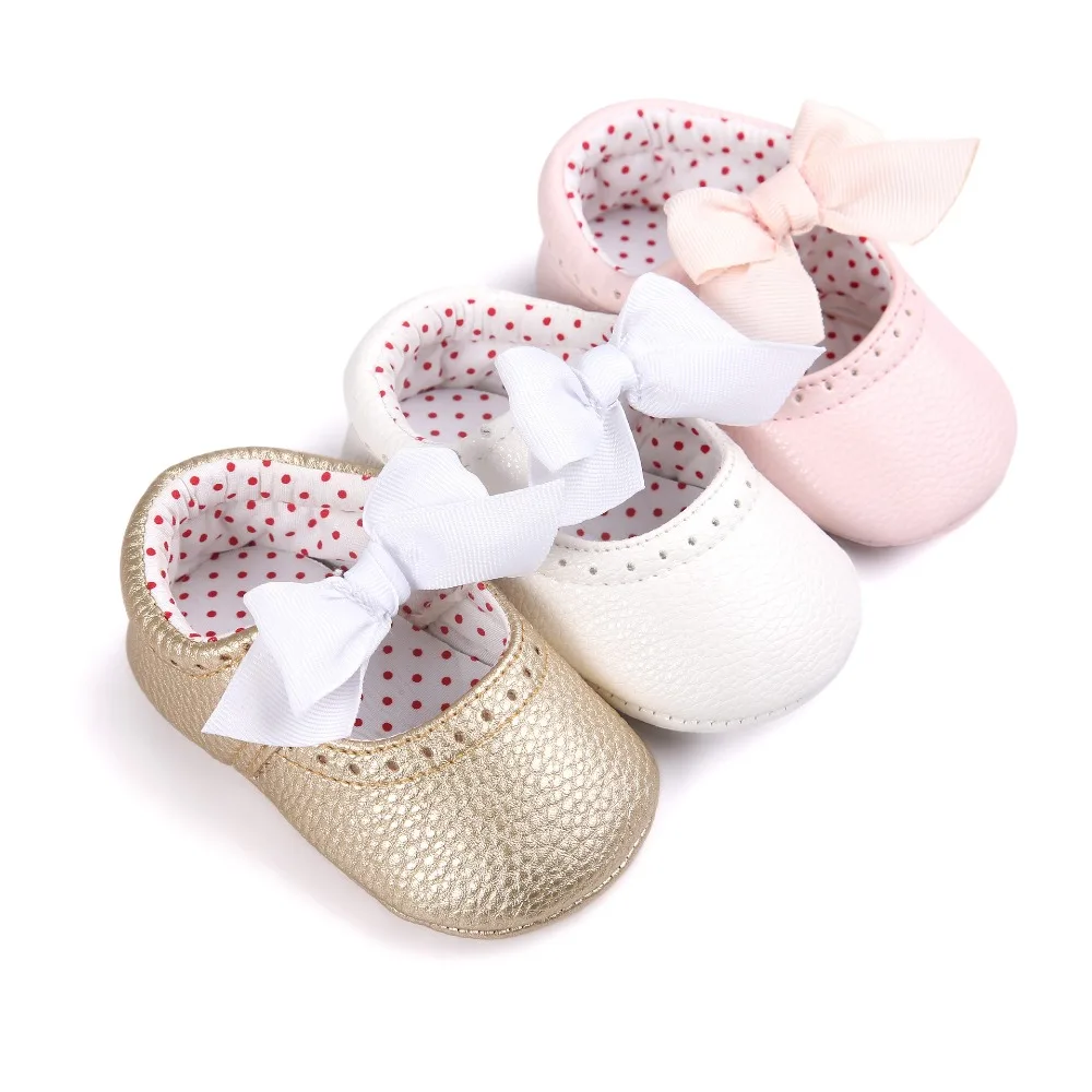 

First Walker Fashion Butterfly-knot Baby Moccasin Newborn Babies Shoes PU Leather Prewalkers Boots Non-slip Shoes for Baby Girls