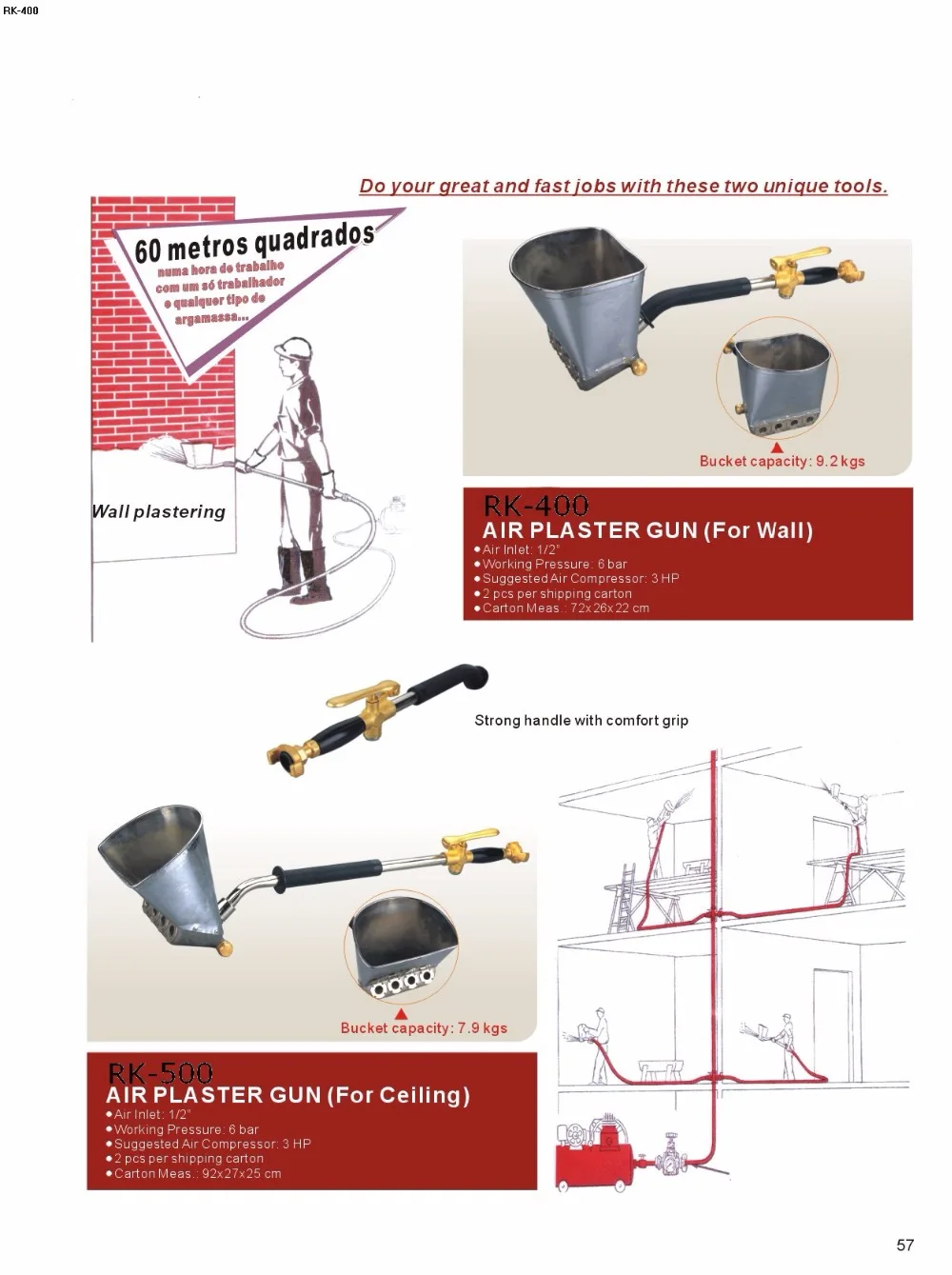 Light Weight Air Stucco sprayer, Mortar sprayer, Plaster Hopper Gun, Cement sprayer gun