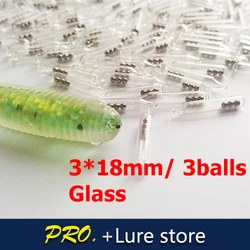 50pcs 3mm 4mm 5mm fishing accessories 3 balls tube glass Lure Rattles for soft bait Glass Tube noisy ringing balls Shake