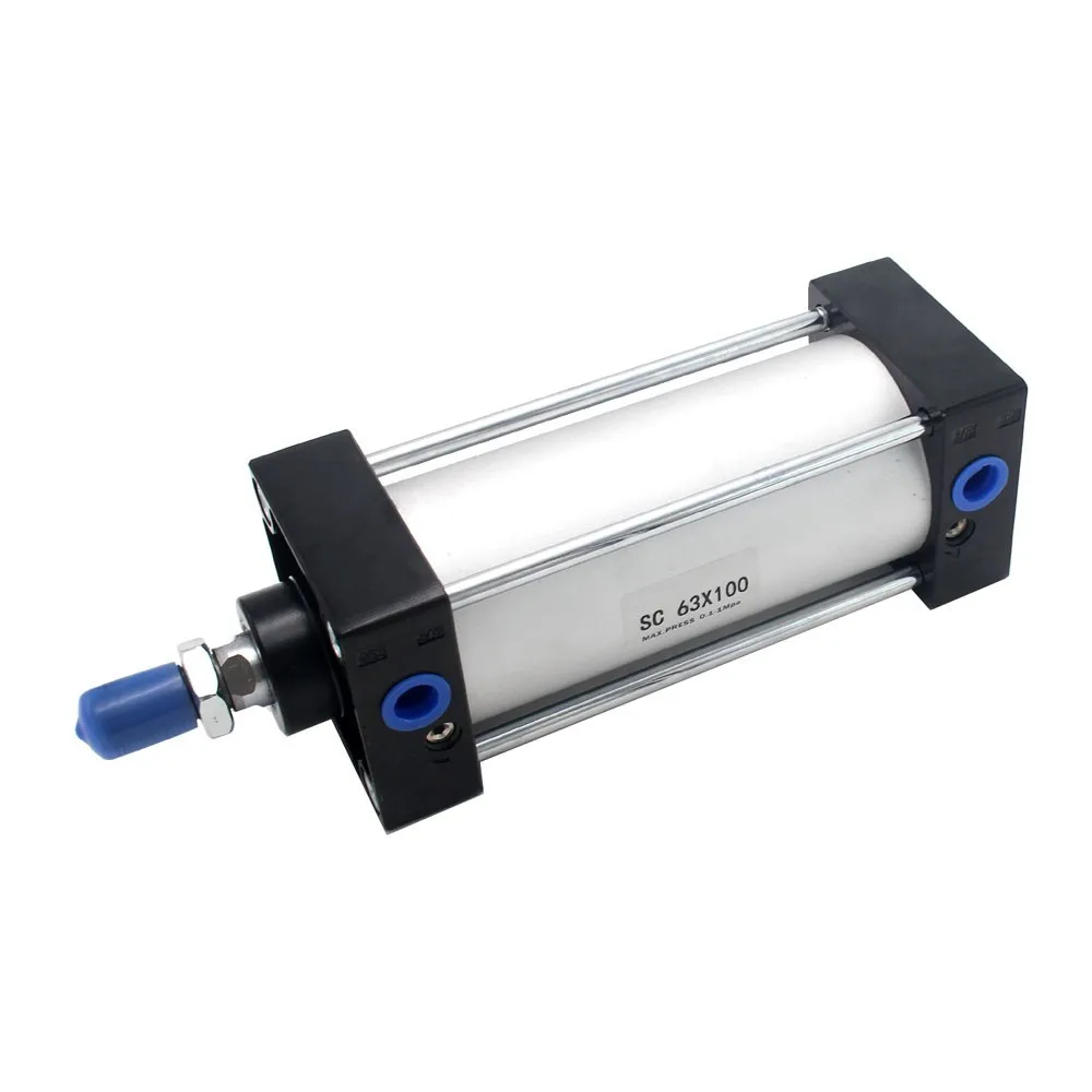 Standaard Air Cilinders 32/40/63mm Boring Dubbelwerkende Pneumatische Cilinder SC 50/75/100 /125/150/175/200/250/300mm Slag Hot Koop
