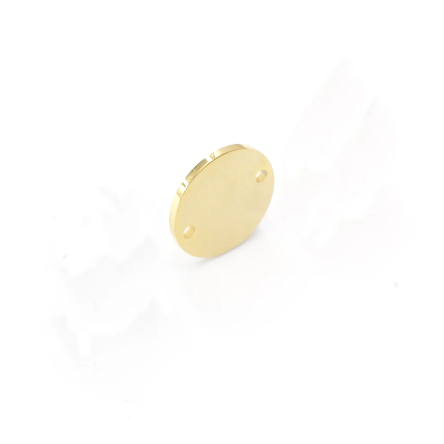 Fnixtar 20Pcs/Lot 8-25mm Mirror Polishe Stainless Steel Stamping Blank Disk Connector Two Inner Hole Gold Color DIY Charm Discs