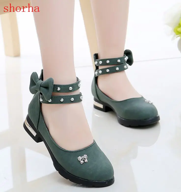 

shorha Girls Shoes For Party Ankle Strap Leather Shoes Big Girls Princess Shoes Butterfly-knot Dress Shoes Baby Kids 2-14 Years