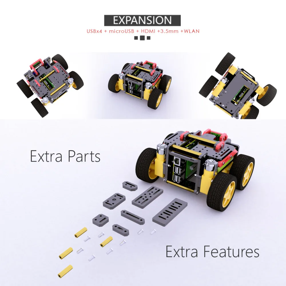 Adeept AWR 4WD WiFi Smart Robot Car Kit for Raspberry Pi, DIY Robot Kit for Kids and Adults (Raspberry Pi board not included)